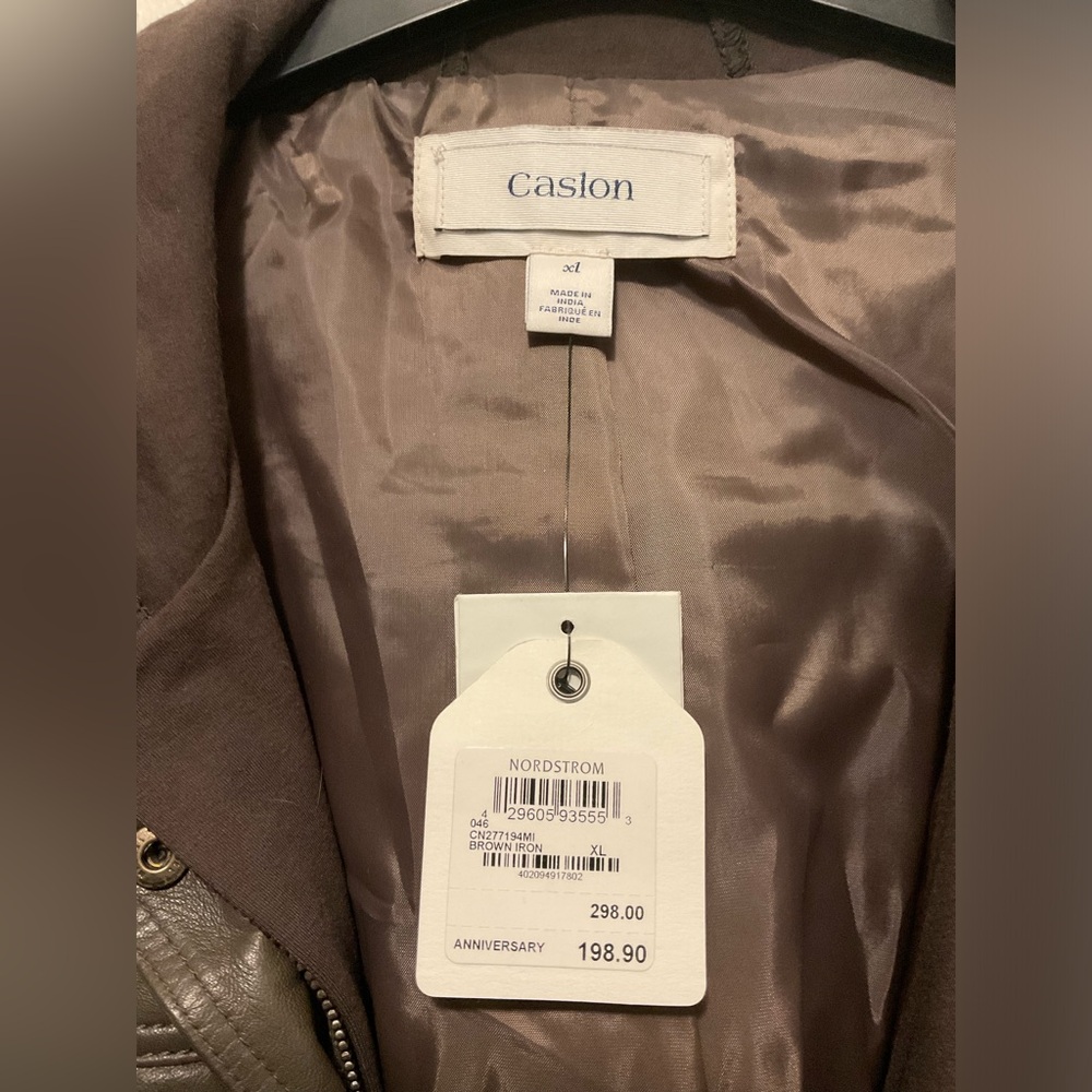 Women’s hooded, leather jacket, brown bomber jacket, - Picture 3 of 12